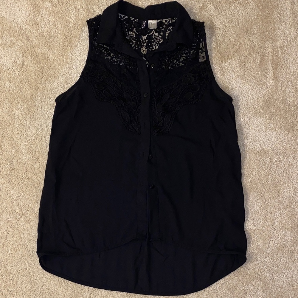 Elegant Black Sleeveless Lace Top